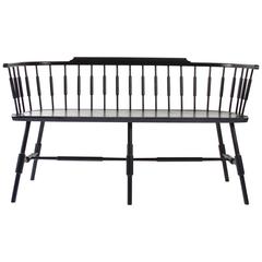 Atlantic Settee, Ebonized Stain on Ash Contemporary Windsor Bench Loveseat 7