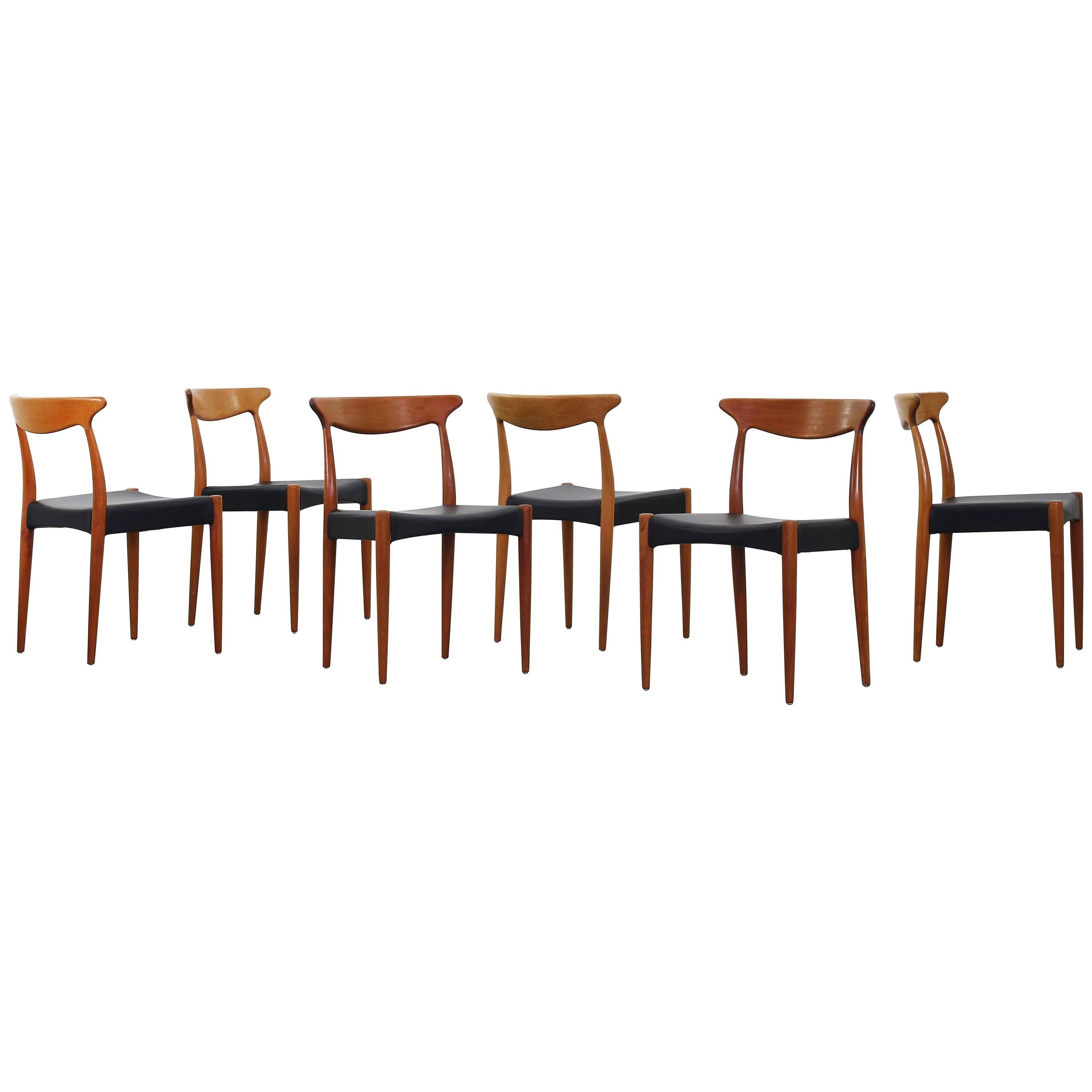 Set of Six Beautiful Dining Chairs by Arne Hovmand Olsen for Mogens Kold