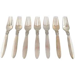 Georg Jensen Sterling Silver 
Cactus
 Cutlery, Dinner Forks, Seven Forks