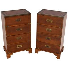 Pair of Antique Campaign Style Yew Wood Chests