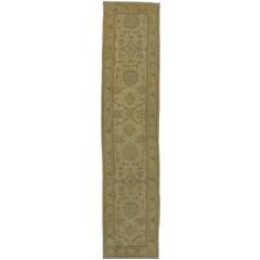 Modern Turkish Oushak Runner with Transitional Style and Warm Neutral Colors 12