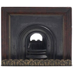 Antique 19th Century Cast Iron, Gilt Brass and Wooden Framed Model of a Fireplace
