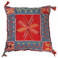 Indian Banjara Cotton Pillow, Red, Blue, Yellow, Ivory, Orange