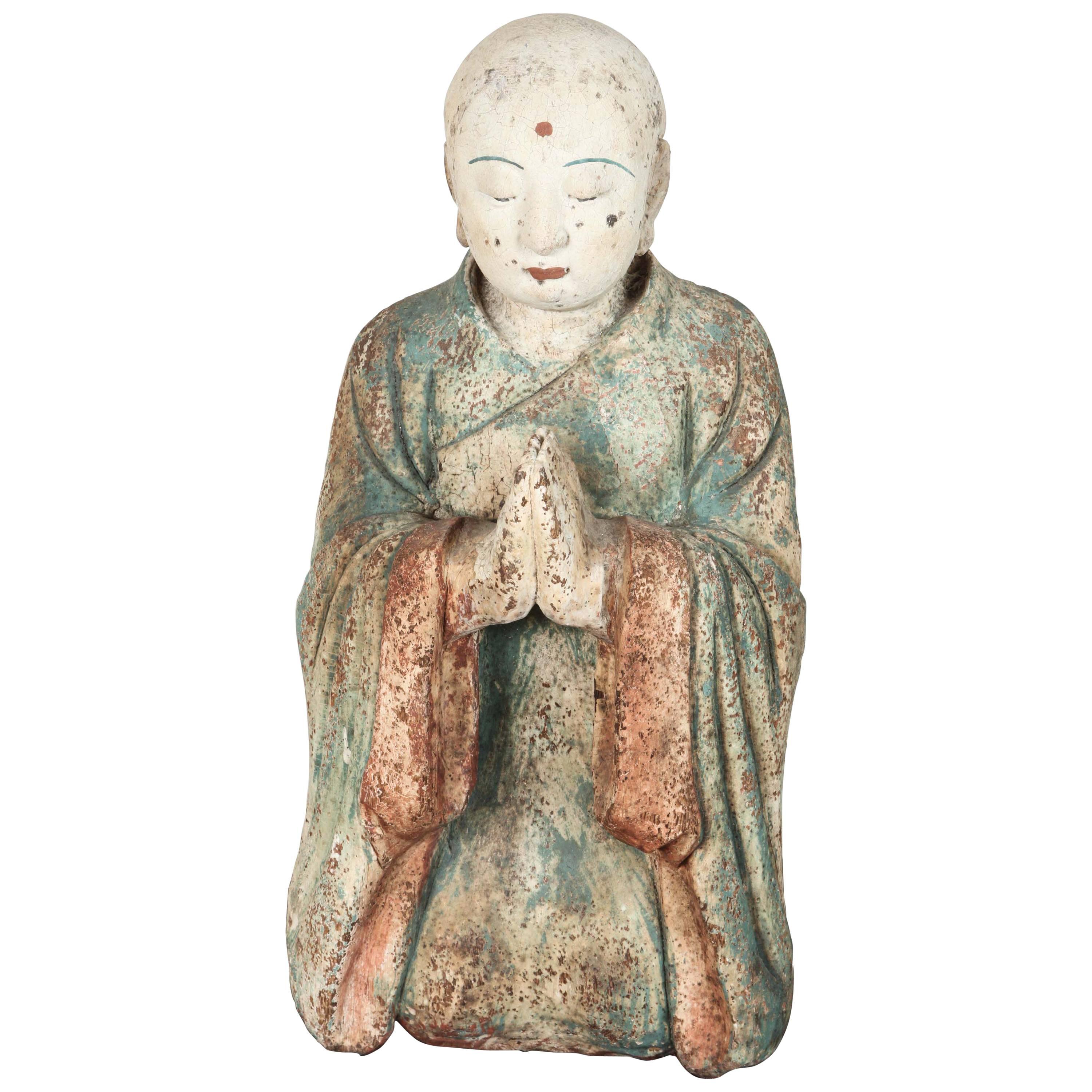 Asian Meditation Figure, Wood For Sale