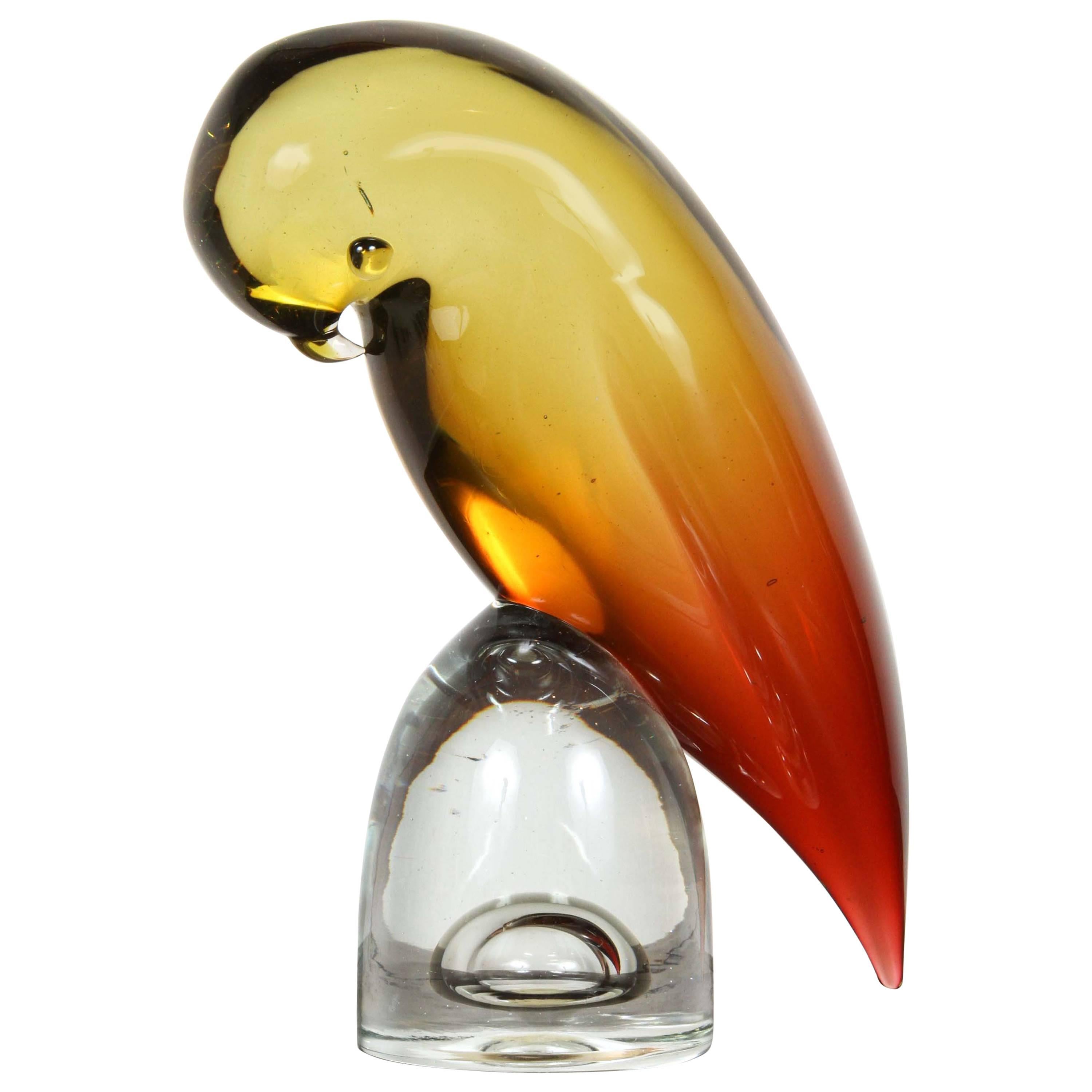 Salviati & Co. Murano Glass Bird, Yellow and Orange For Sale