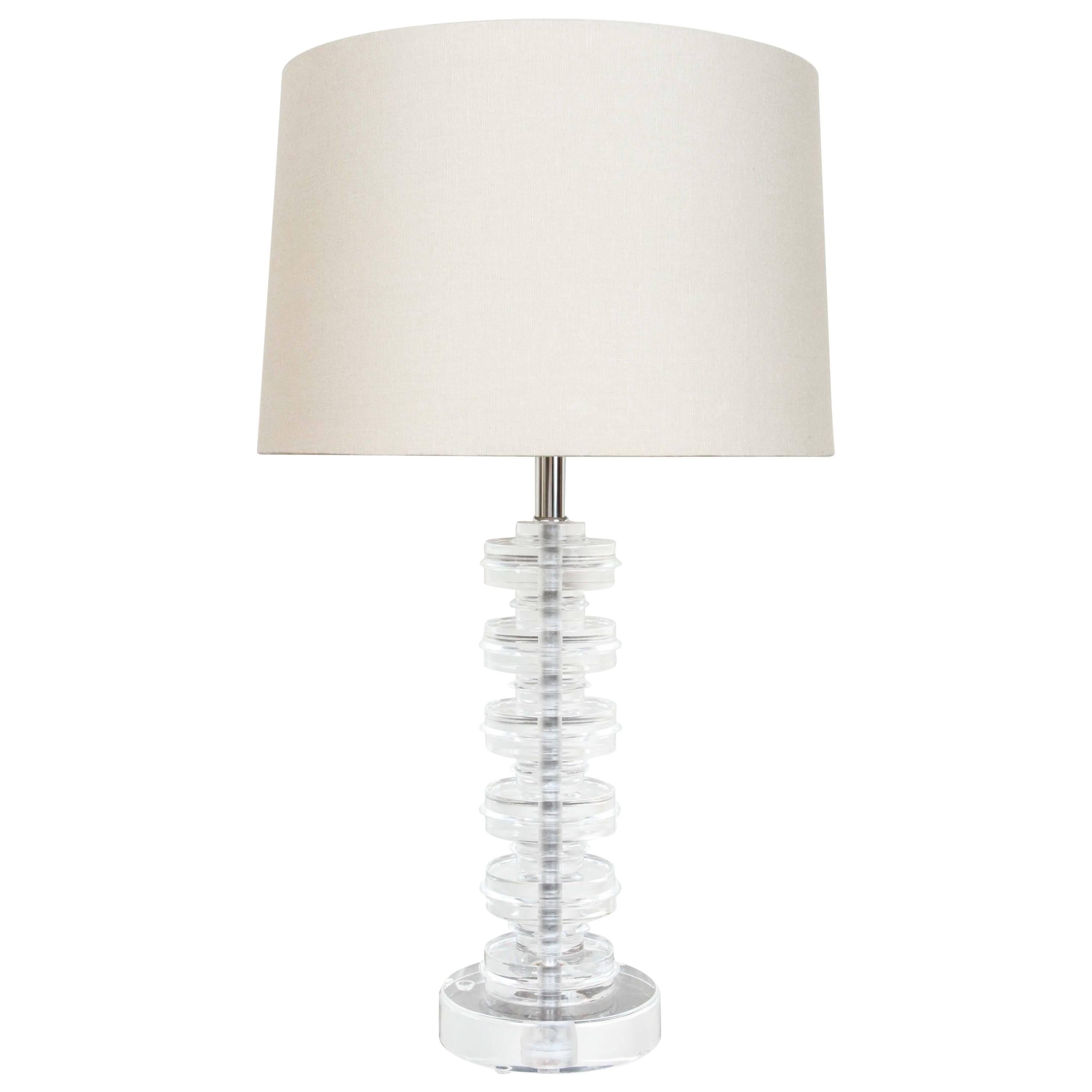 Lucite Disc Table Lamp For Sale