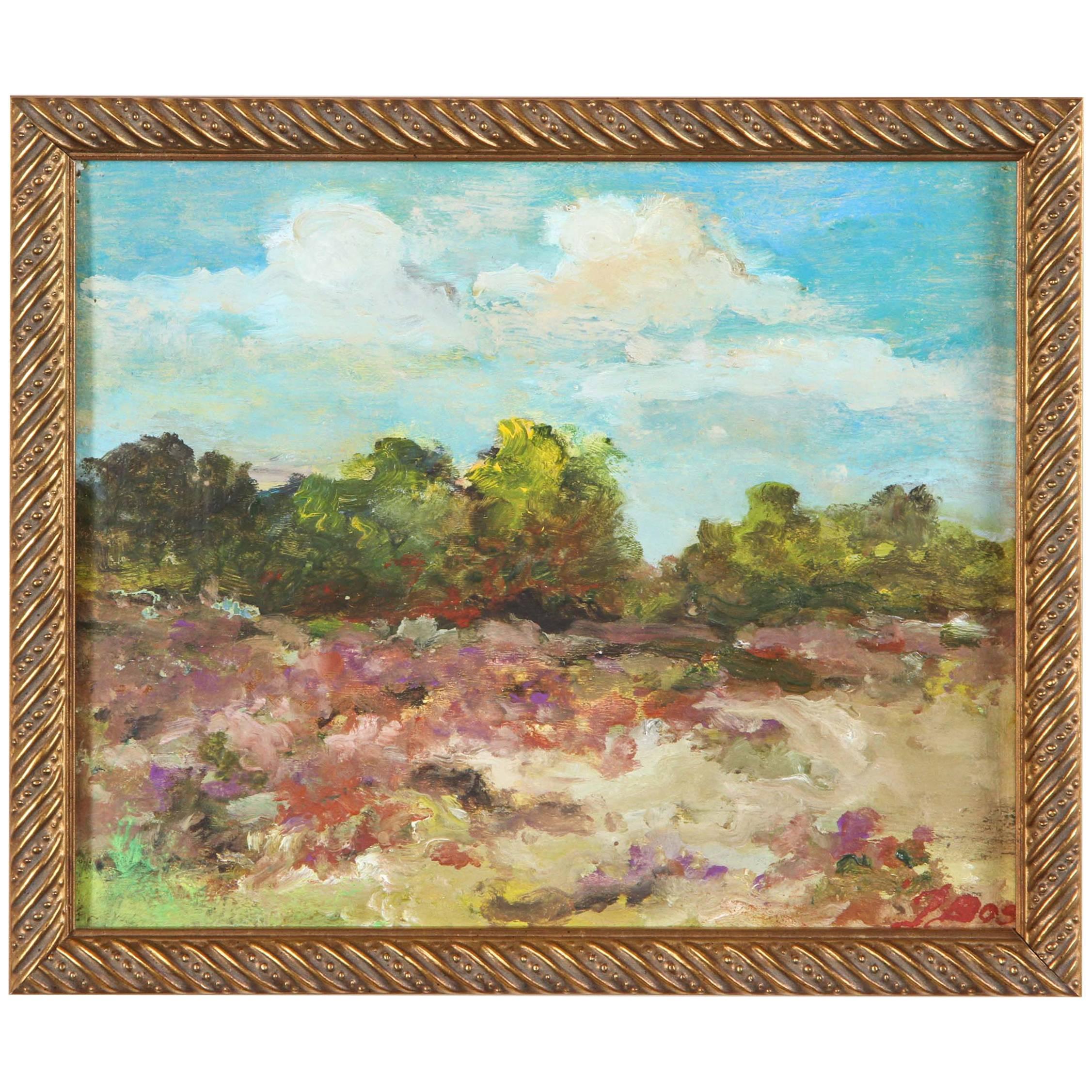 Small Landscape Oil on Board For Sale