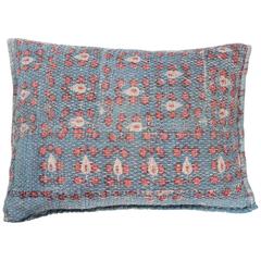 Indian Banjara Quilted Cotton Storage Bag Pillow, Red, Turquoise Blue and White