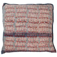 Indian Banjara Quilted Cotton Storage Bag Pillow, Red, Blue and White