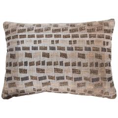 Indian Handwoven Pillow, Grey, Beige and Black
