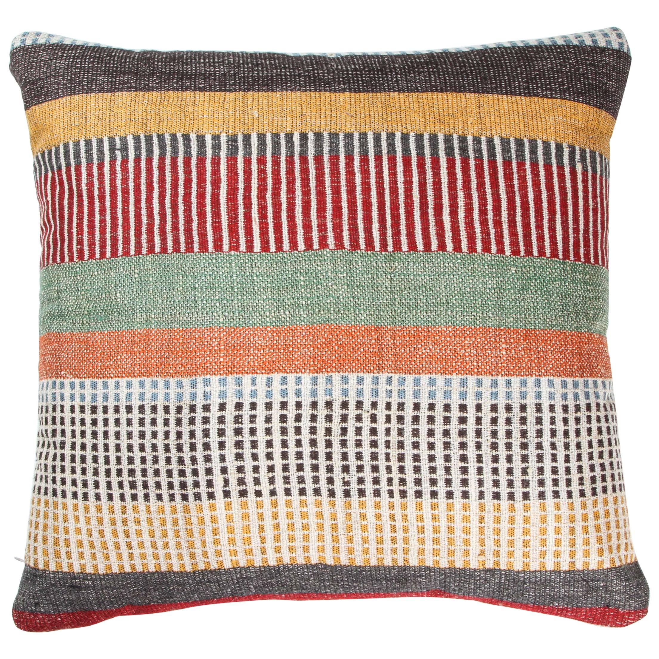 Indian Handwoven Pillow Multi Color For Sale