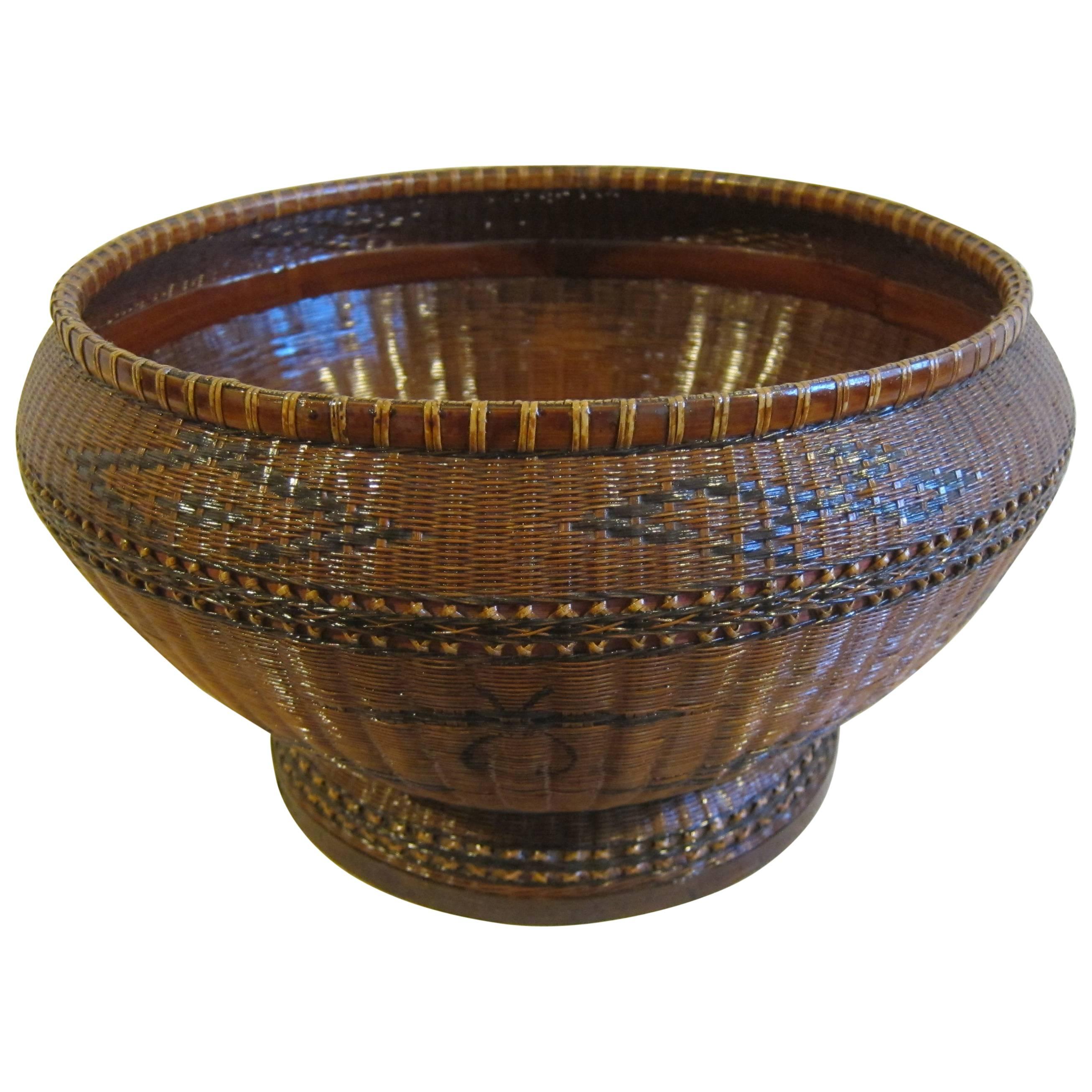 Antique Basketry Bowl For Sale