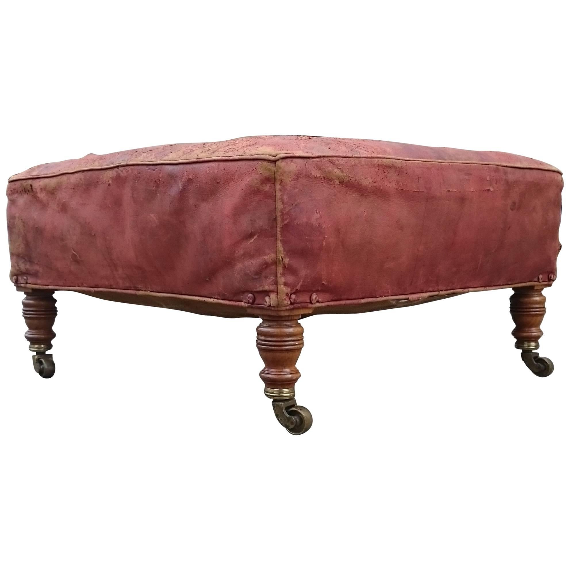 Antique Upholstered Footstool Made by Howard and Sons of London