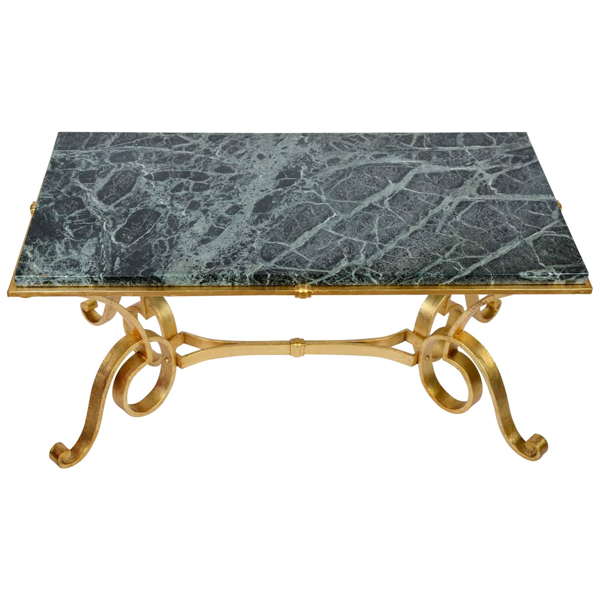 Coffee Table in Gold Wrought Iron and Marble