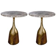 Pair of Rock Crystal and Brass Pedestals