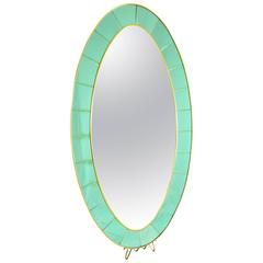 20th Century Cristal Arte Oval Mirror, Brass Frame