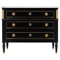 Antique French Louis XVI Style Ebonized Chest of Drawers