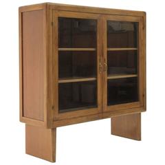 Italian Solid Cabinet with Bevelled Glass, 1950s