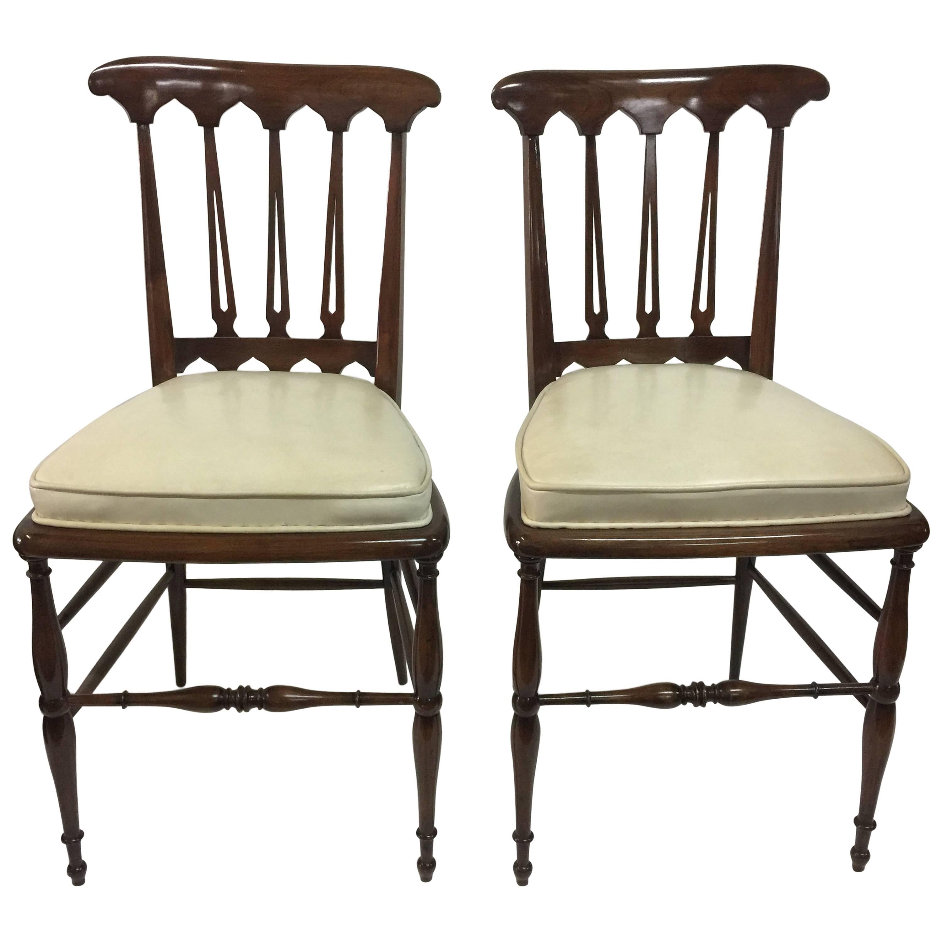 Ponti Inspired Vintage Italian Side chairs, Pair