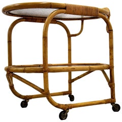 Vintage Bamboo Serving Trolley Mid century Modern