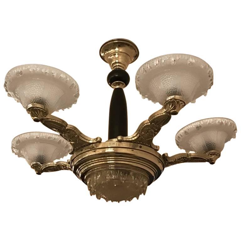 French Art Deco Opalescent Chandelier