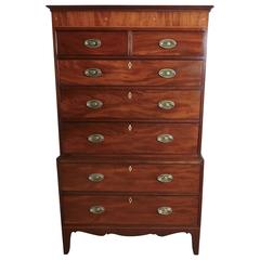 Georgian Flame Mahogany Chest on Chest, with Inlay to the Cornice 2