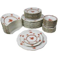 Retro Extensive Herend 'Chinese Bouqet' Porcelain Dinner Service for Ten