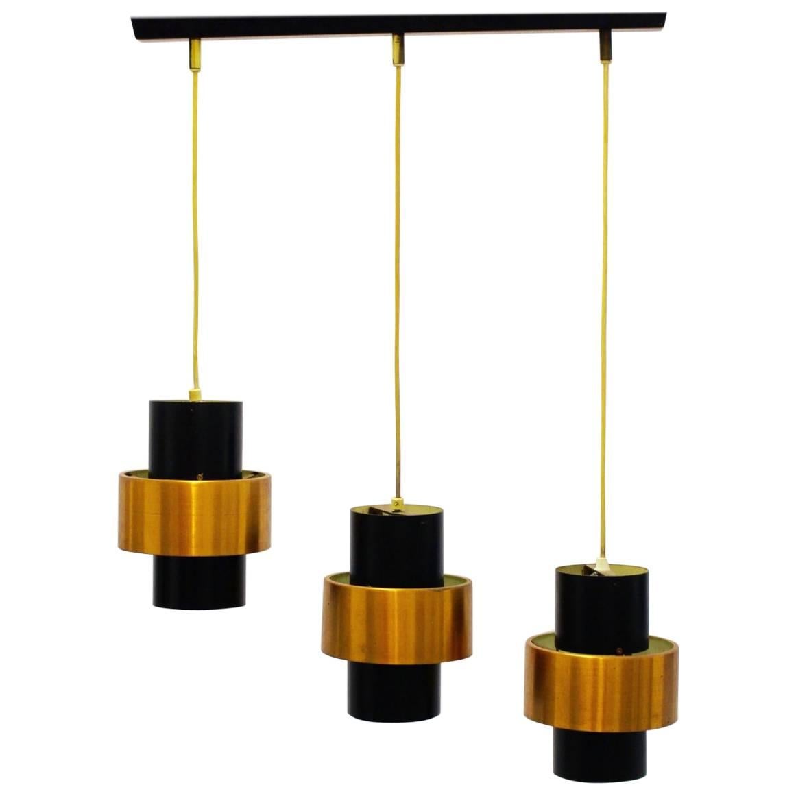 Scandinavian Modern Vintage Copper Metal Chandelier by Jo Hammerborg, circa 1960 For Sale