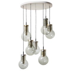 RAAK "Compositie Maxi Lamp" Hanging Chandelier with 7 Glass & Aluminum Pendants