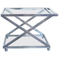 Mid-Century Modern Nickel-Plated Tea Trolley or Bar Cart 8