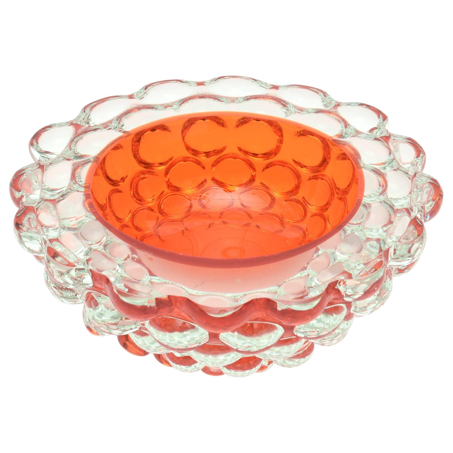 Italian Murano G.Campanella Garoppolo Sommerso Glass Bubble Bowl