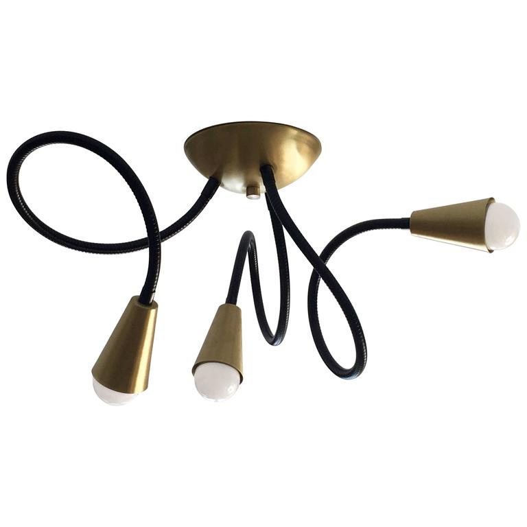 Three Light Meander Flexible Arm Ceiling Mounted Fixture For Three Light Meander Flexible Arm Ceiling Mounted Fixture