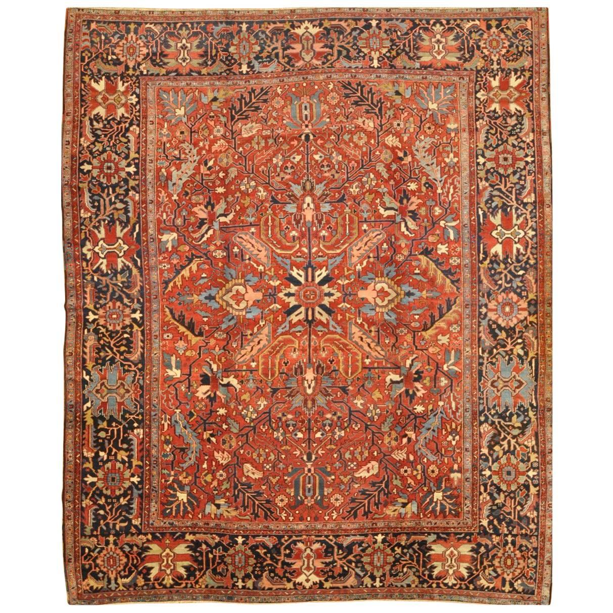 Antique Hand Knotted Persian Heriz Rug