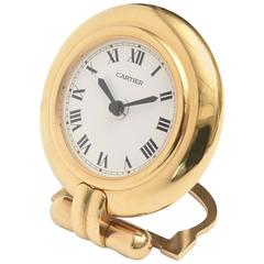 Cartier 24-Karat vergoldete Reise-:: Schreibtisch oder Nachttisch Quarz-Uhr / SAT.SALE