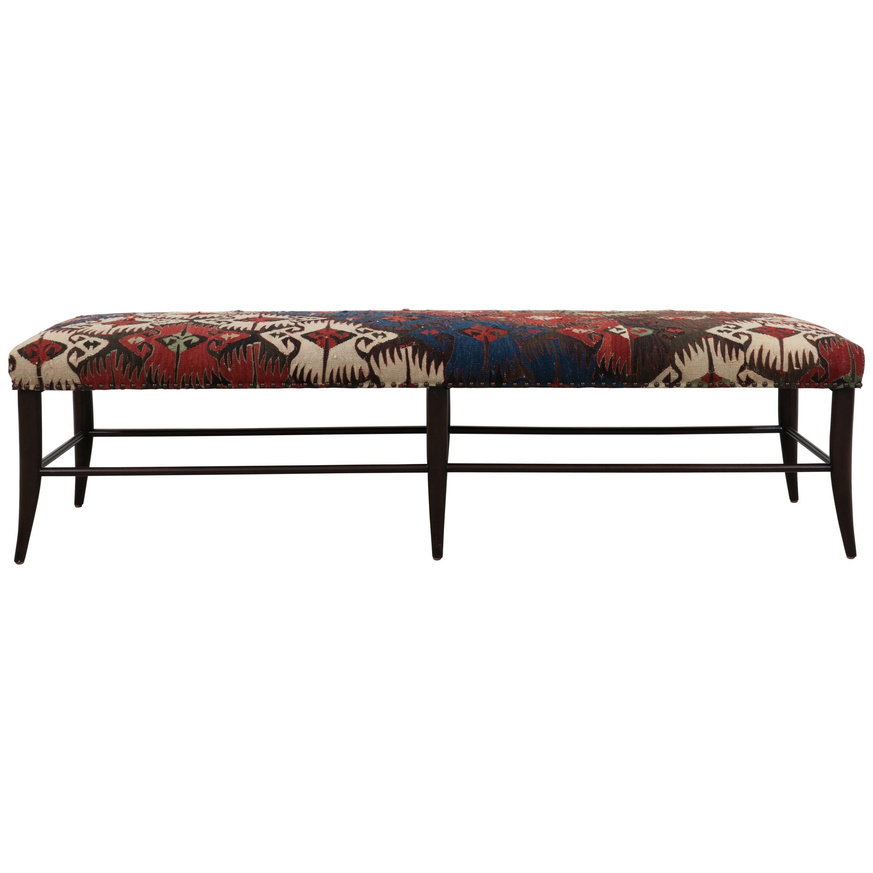 Bench with Vintage Rug Upholstery