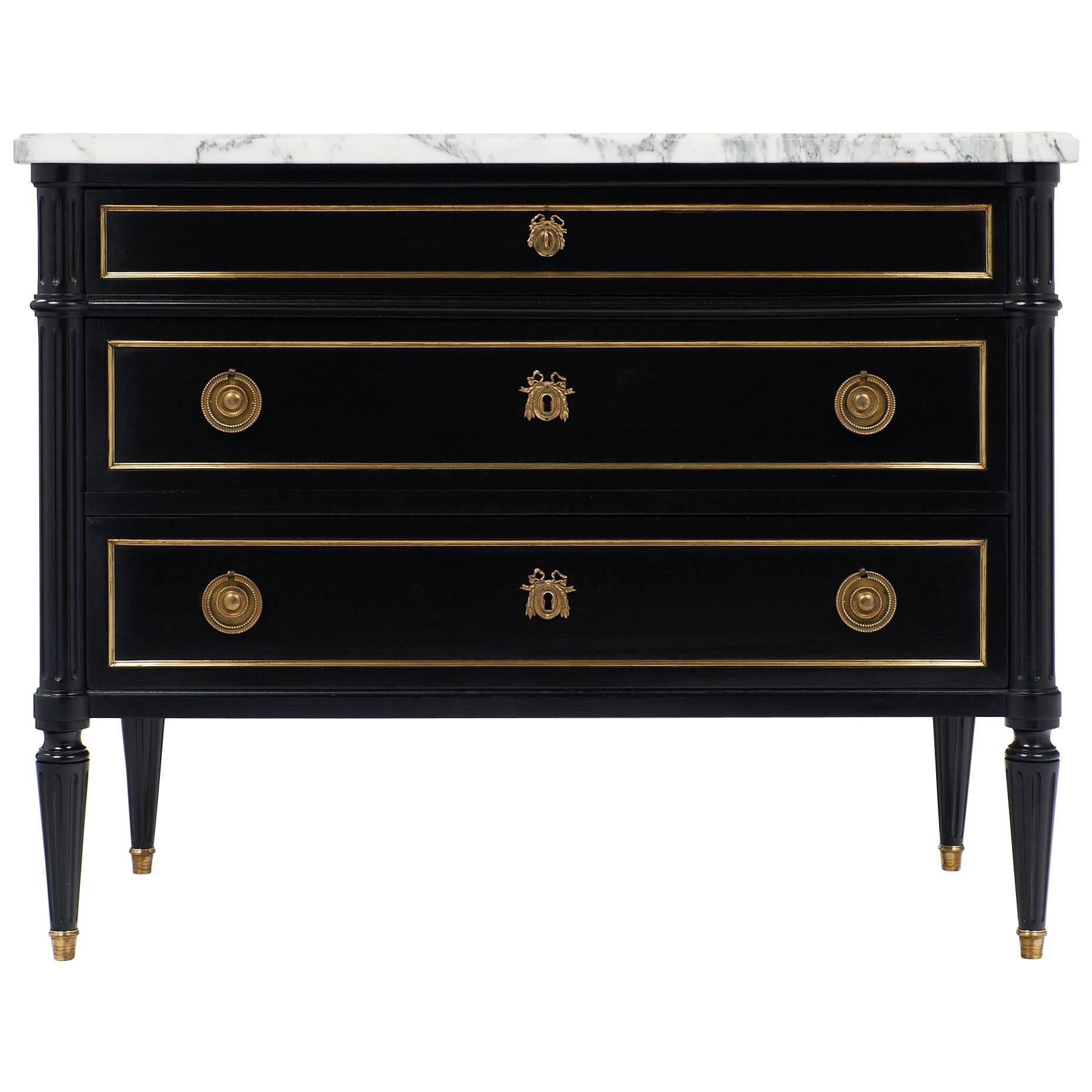 19th Century Ebonized Louis XVI Style French Chest of Drawers
