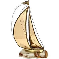 Mid-Century Brutalist Brass Sailboat Sculpture by DeMott