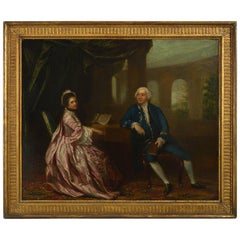 Antique 18th Century Double Portrait of married couple, Follower of Sir Joshua Reynolds
