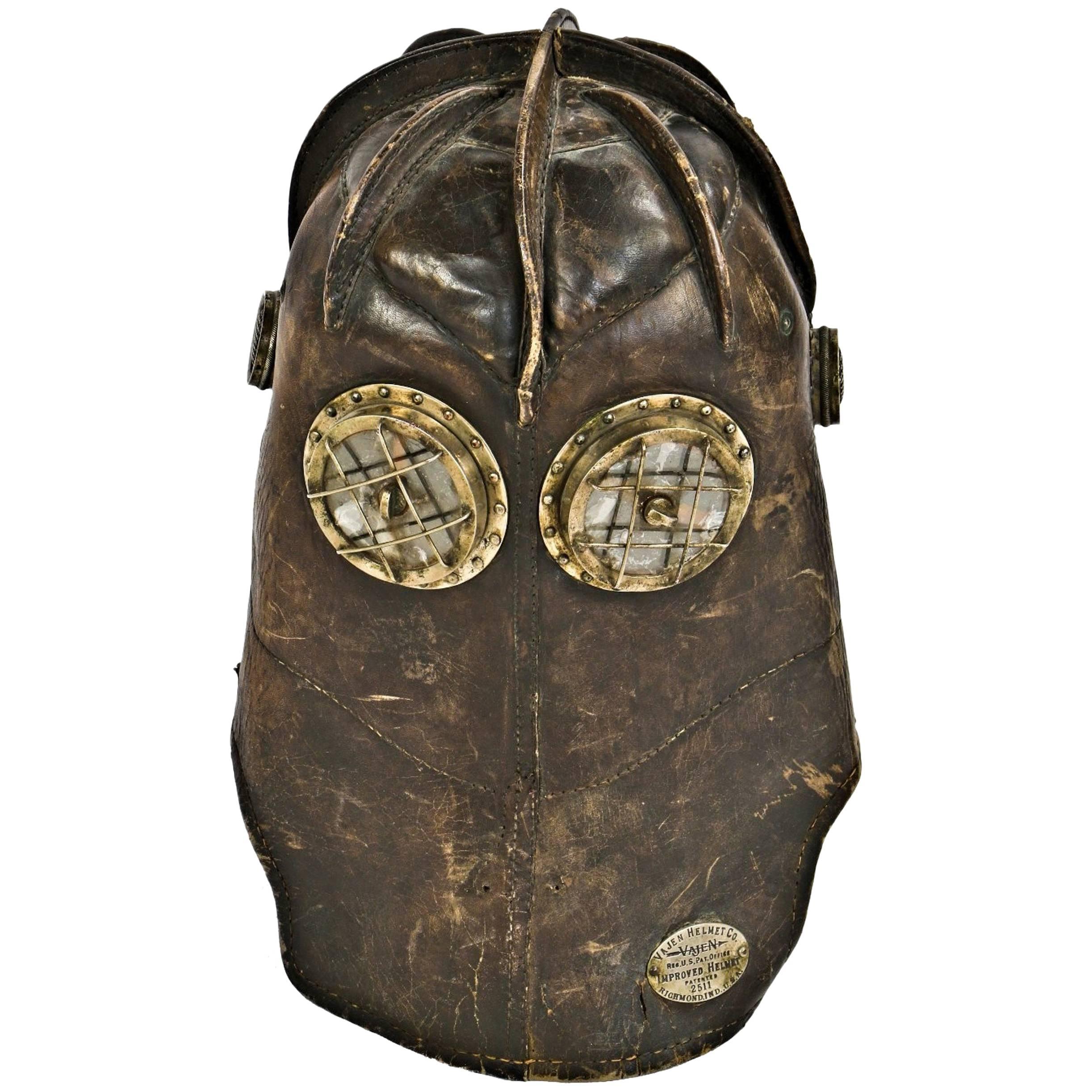 Early 20th Century Stitched Leather Fireman's Helmet For Sale