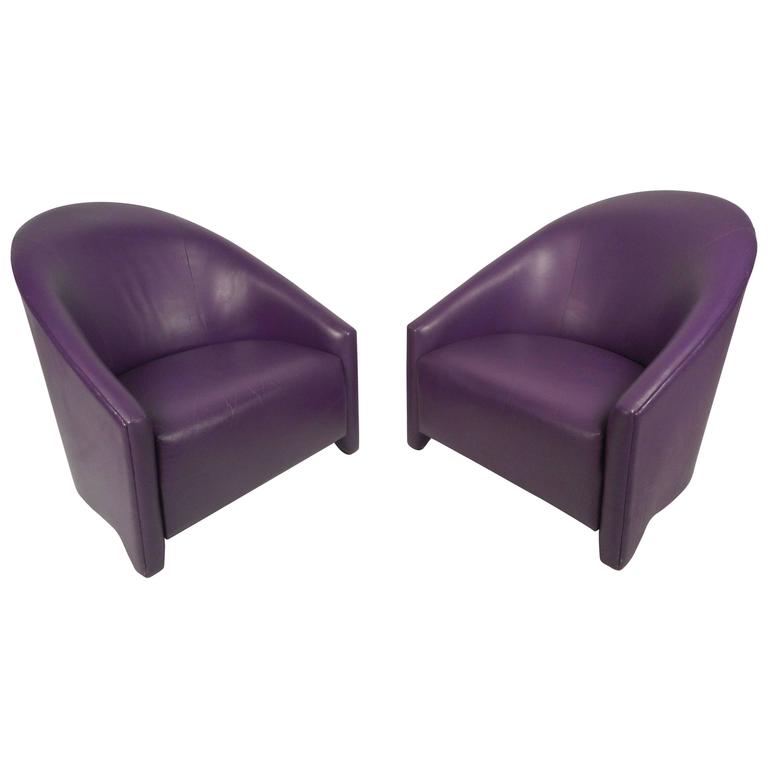 MidCentury Modern Purple Vinyl Lounge Chairs For Sale at 1stdibs