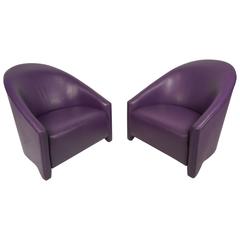 Mid-Century Modern Purple Vinyl Lounge Chairs