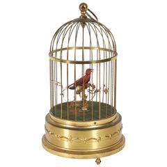 Vintage Karl Griesbaum German Brass Singing Bird Cage Music Box, Marked Kg Ken-D