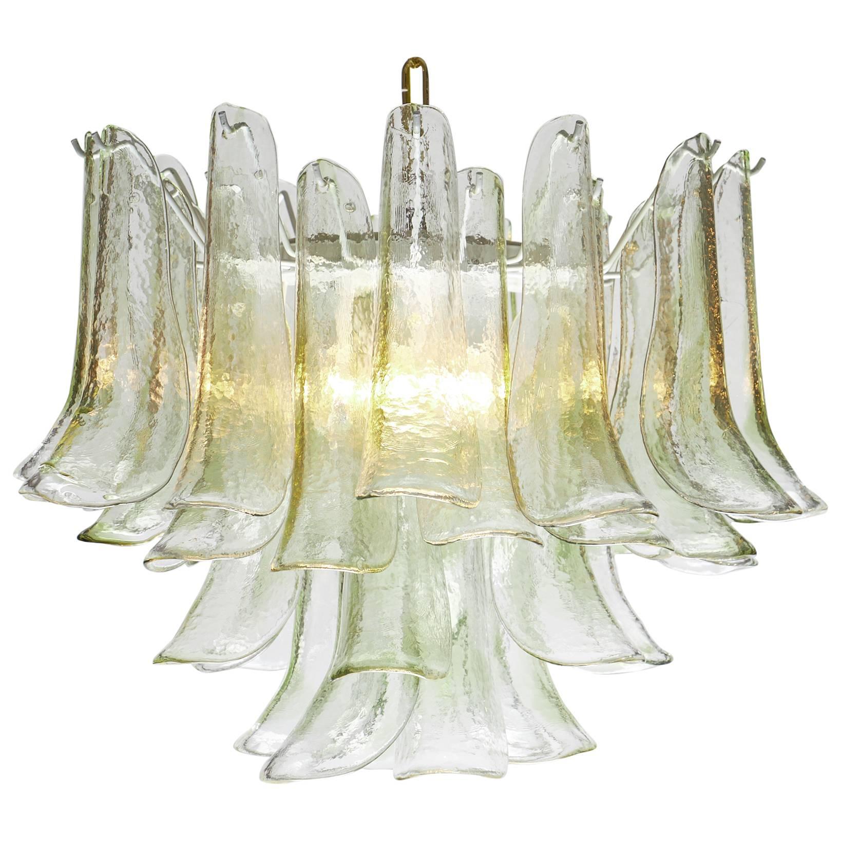 Feathered Murano Glass Translucent Chandelier