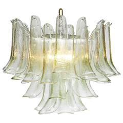 Feathered Murano Glass Translucent Chandelier