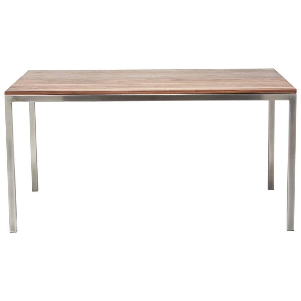 Walnut and Antique Nickel Small Dining Table For Sale