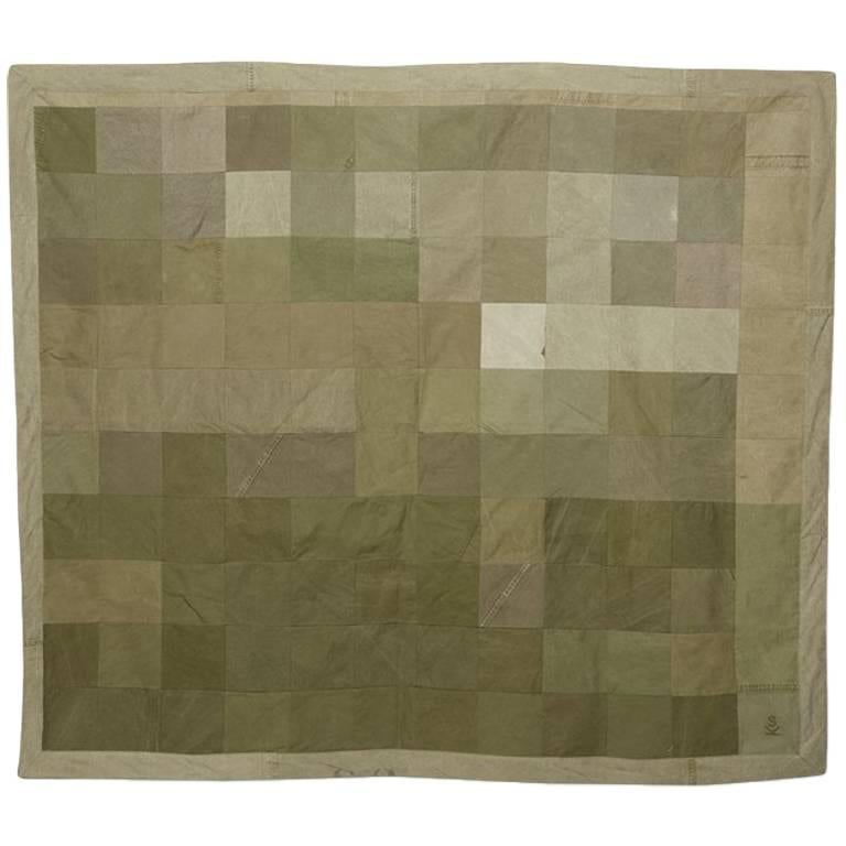 Quilted Vintage Military Canvas Throw Blanket