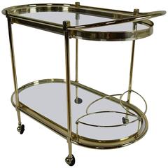 Oval Shaped Two-Tier Brass Italian Bar Cart 8