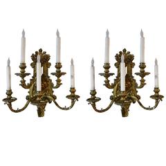 Pair of Detailed Brass Sconces 11
