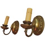 Elegant Pair of 1920s Brass Sconces