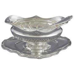 Belgian .800 Silver Gravy Boat and Stand
